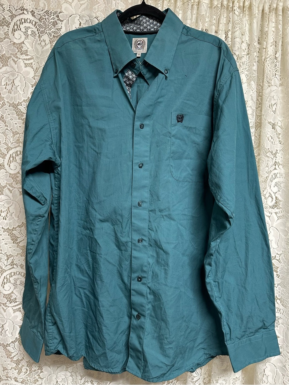 Mens Cinch Solid Blue Button Down Shirt